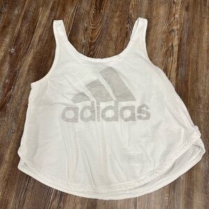 Adidas white tank top with silver logo Size M